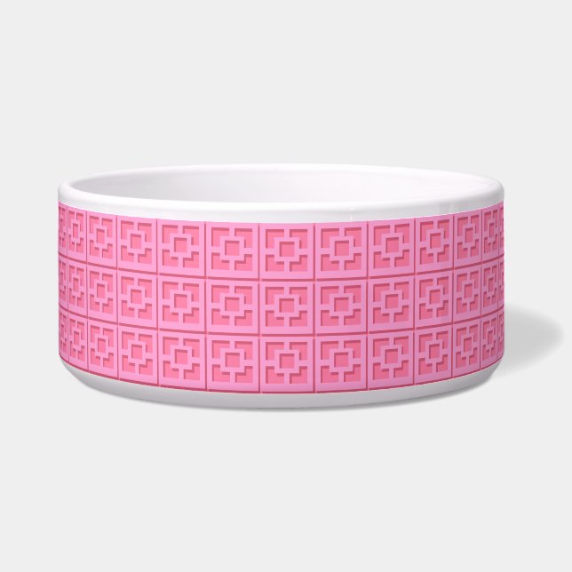 Retro Pink Trellis Keramik Pet Bowl Napf (Vorderseite)