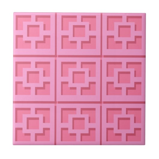 Retro Pink Trellis Keramik Tile Fliese (Vorderseite)