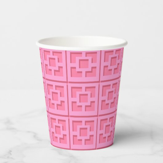 Retro Pink Trellis Paper Cup Pappbecher (Rückseite)