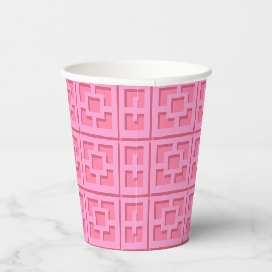 Retro Pink Trellis Paper Cup Pappbecher (Rechts)