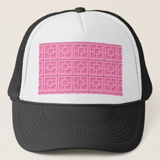 Retro Pink Trellis Trucker Hat Truckerkappe (Vorderseite)