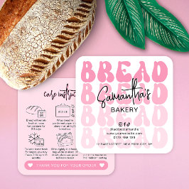 Retro Pink Trendy Brot Pflegeanleitung Quadratische Visitenkarte