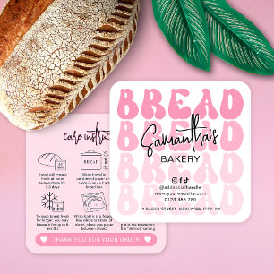 Retro Pink Trendy Brot Pflegeanleitung Quadratische Visitenkarte