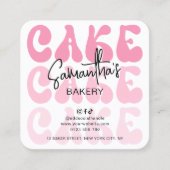 Retro Pink Trendy Girly Cake Care Instruktionen Quadratische Visitenkarte (Vorderseite)
