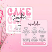 Retro Pink Trendy Girly Cake Care Instruktionen Quadratische Visitenkarte