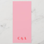 Retro Pink Trendy Wedding Menu Menükarte (Rückseite)