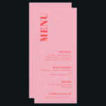 Retro Pink Trendy Wedding Menu Menükarte<br><div class="desc">Das elegante und trendige Hochzeitsmenü ist die ideale Wahl für anspruchsvolle,  moderne Paare,  die nach einem etwas einfachen,  eleganten und schlichten Einladungs-Stil suchen.</div>