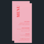 Retro Pink Trendy Wedding Menu Menükarte<br><div class="desc">Das elegante und trendige Hochzeitsmenü ist die ideale Wahl für anspruchsvolle,  moderne Paare,  die nach einem etwas einfachen,  eleganten und schlichten Einladungs-Stil suchen.</div>