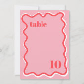 Retro Pink Trendy Wedding Tischnummer (Vorderseite)