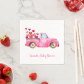 Retro Pink Truck Wasserfarben Babydusche Serviette (Beispiel)