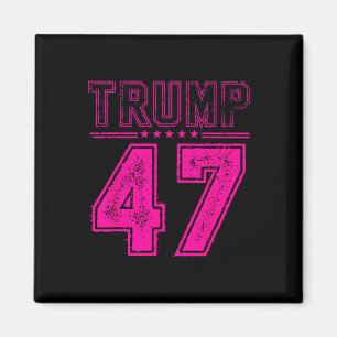 Retro Pink Trump 47 Präsident USA Flag für Trump Magnet