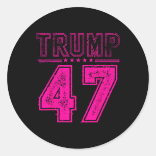 Retro Pink Trump 47 Präsident USA Flag für Trump Runder Aufkleber