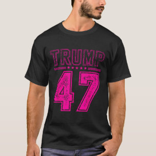 Retro Pink Trump 47 Präsident USA Flag für Trump T-Shirt