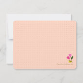 Retro Pink Tulips Pastellpfirsich Hand Illustriert Mitteilungskarte (Rückseite)