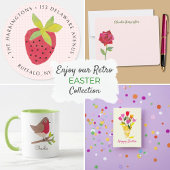 Retro Pink Tulips Pastellpfirsich Hand Illustriert Mitteilungskarte