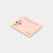 Retro Pink Tulips Pastellpfirsich Hand Illustriert Post-it Klebezettel (angewinkelt)