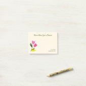 Retro Pink Tulips Pastellpfirsich Hand Illustriert Post-it Klebezettel (Auf Schreibtisch)