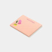 Retro Pink Tulips Pastellpfirsich Hand Illustriert Post-it Klebezettel (angewinkelt)