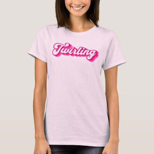 Retro Pink Twirling Baton Twirler T-Shirt (Vorderseite)