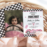 Retro Pink Two Fast Race Car 2. Geburtstag Foto Einladung<br><div class="desc">Rev deine Motoren und rück dich mit unserer "Two Fast" 2. Geburtstagseinladung für ein turbogeladenes Fest vor! Diese Einladung ist so konzipiert, dass sie den Geist der Schnelligkeit und der Begeisterung einfängt. Sie präsentiert ein Retro-staubiges Rennen-Auto, Rennflaggen und moderne Typografie und schafft so eine spannende Atmosphäre für den besonderen Tag...</div>