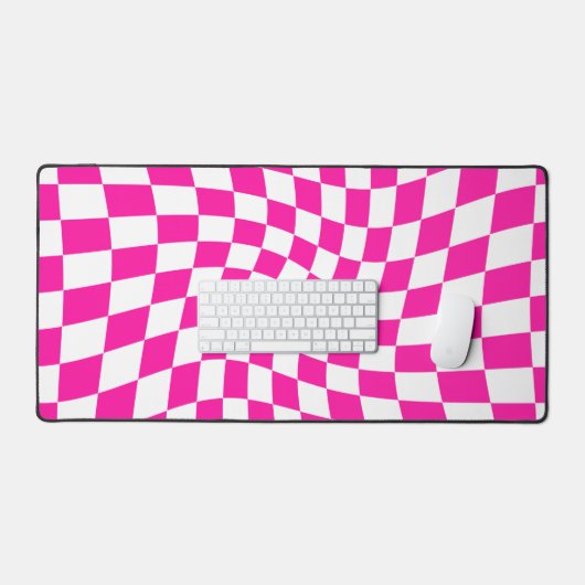 Retro Pink überprüft Warped Checked Checked Schreibtischunterlage (Tastatur & Maus)