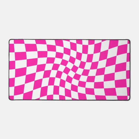Retro Pink überprüft Warped Checked Checked Schreibtischunterlage (Vorderseite)