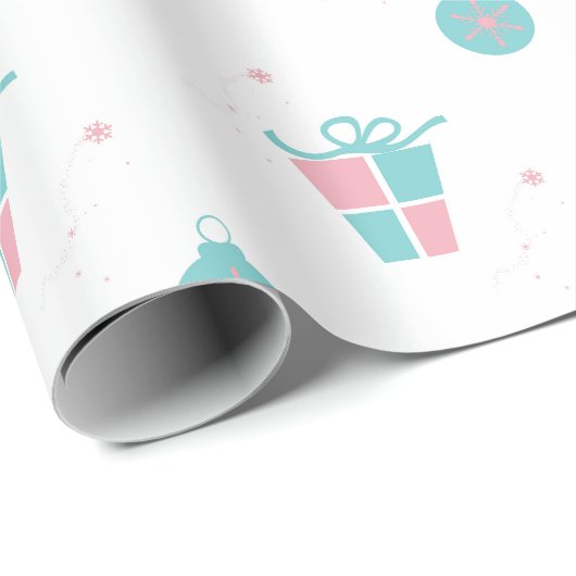 Retro Pink und Aqua Geschenkboxen Wrapping Paper Geschenkpapier (Rolleneckpunkt)