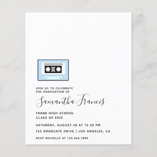 Retro Pink und Blue Donut Girl Abschluss Flyer (Hinten)