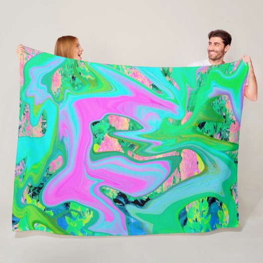 Retro Pink und Light Blue Liquide Art auf Hydrange Fleecedecke (Beispiel)