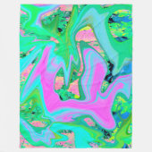 Retro Pink und Light Blue Liquide Art auf Hydrange Fleecedecke (Vorderseite)