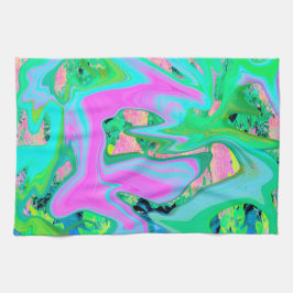 Retro Pink und Light Blue Liquide Art auf Hydrange Geschirrtuch