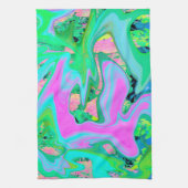 Retro Pink und Light Blue Liquide Art auf Hydrange Geschirrtuch (Vertikal)