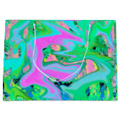 Retro Pink und Light Blue Liquide Art auf Hydrange Große Geschenktüte (Vorderseite)