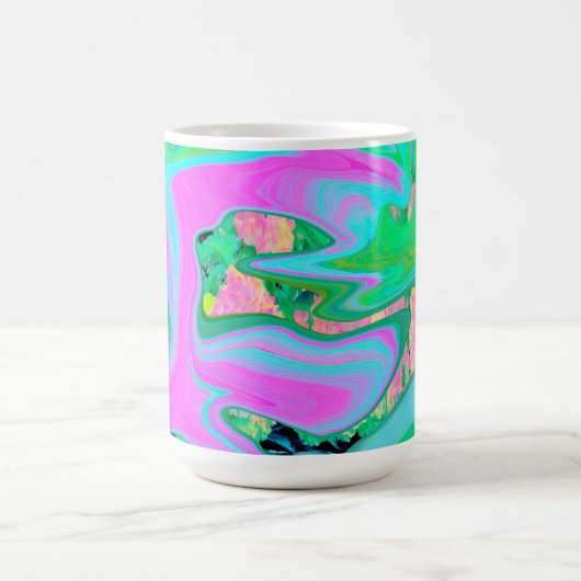 Retro Pink und Light Blue Liquide Art auf Hydrange Kaffeetasse (Mittel)