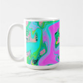 Retro Pink und Light Blue Liquide Art auf Hydrange Kaffeetasse (Links)