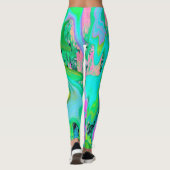 Retro Pink und Light Blue Liquide Art auf Hydrange Leggings (Rückseite)