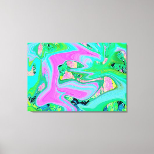 Retro Pink und Light Blue Liquide Art auf Hydrange Leinwanddruck (Vorderseite)