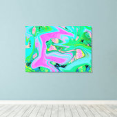 Retro Pink und Light Blue Liquide Art auf Hydrange Leinwanddruck (Insitu (Holzboden))