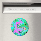 Retro Pink und Light Blue Liquide Art auf Hydrange Magnet (In Situ (Geschirrspüler))