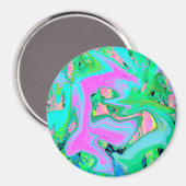 Retro Pink und Light Blue Liquide Art auf Hydrange Magnet (Vorderseite/Rückseite)