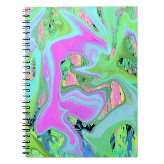 Retro Pink und Light Blue Liquide Art auf Hydrange Notizblock (Vorderseite)