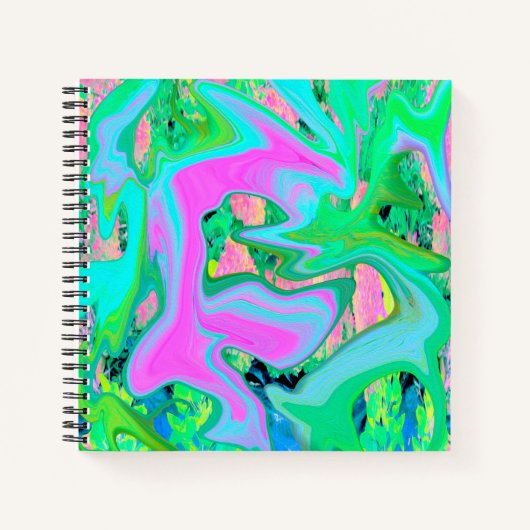 Retro Pink und Light Blue Liquide Art auf Hydrange Notizblock (Vorderseite)