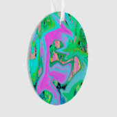 Retro Pink und Light Blue Liquide Art auf Hydrange Ornament (Vorderseite)