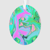 Retro Pink und Light Blue Liquide Art auf Hydrange Ornament (Vorderseite)