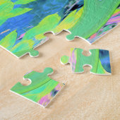Retro Pink und Light Blue Liquide Art auf Hydrange Puzzle (Seite)