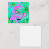 Retro Pink und Light Blue Liquide Art auf Hydrange Quadratische Visitenkarte (Vorne/Hinten)