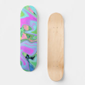 Retro Pink und Light Blue Liquide Art auf Hydrange Skateboard (Vorderseite)