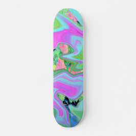 Retro Pink und Light Blue Liquide Art auf Hydrange Skateboard