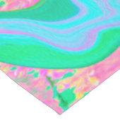 Retro Pink und Light Blue Liquide Art auf Hydrange Tischdecke (Schrägansicht)