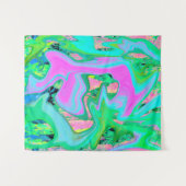 Retro Pink und Light Blue Liquide Art auf Hydrange Wandteppich (Vorderseite (Horizontal))